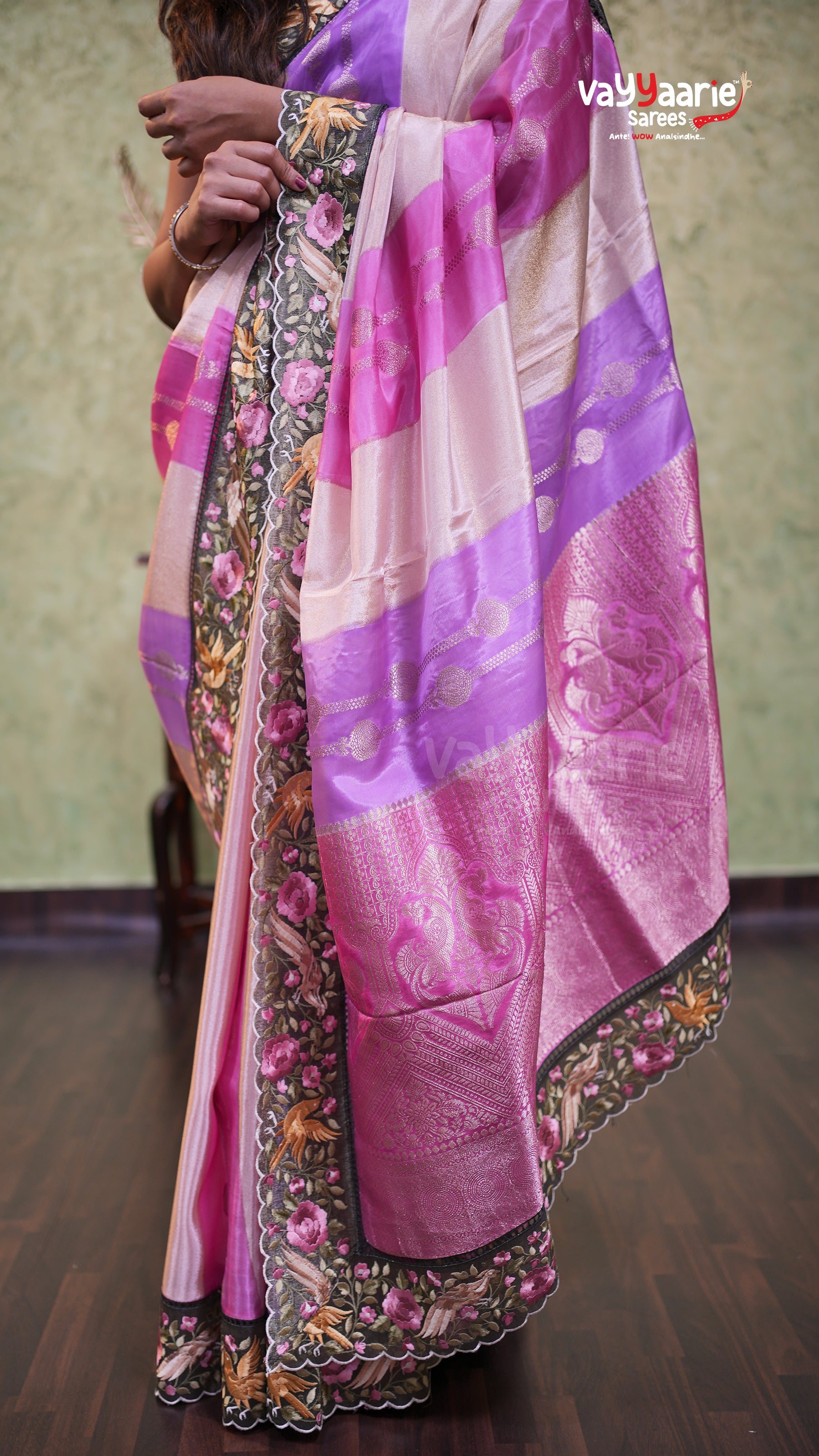 Multi Colour Tissue Fancy Saree Elegant Look