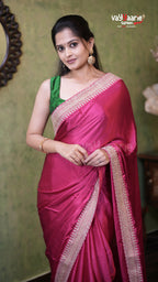 Rani Pink Satin Designer Saree Collection