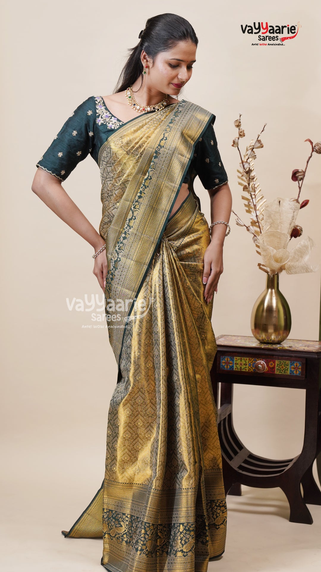 Mehendi Green DMM Pattu Saree for Women