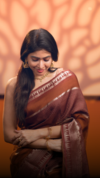 Brown Check Georgette Saree | Lightweight
