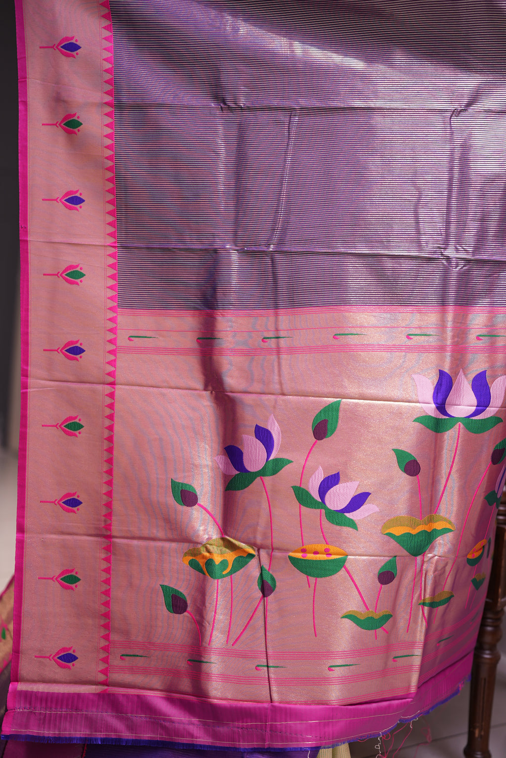 Lavender Semi-Paithani Saree