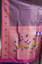 Lavender Semi-Paithani Saree