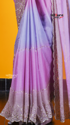 Pink Chiffon Saree with Kalamkari Art Prints | Wedding Ethnic Wear Saree | Vayyaarie Sarees