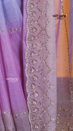 Pink Chiffon Saree with Kalamkari Art Prints | Wedding Ethnic Wear Saree | Vayyaarie Sarees