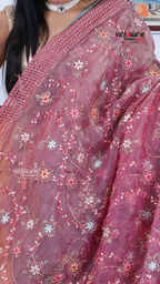 Light Pink Chiffon Saree with Kalamkari Art Prints | Special Gathering Saree | Vayyaarie Sarees