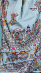 Sea Green Dola Silk Saree with Kalamkari Art Prints | Designer Festive Wear Saree | Vayyaarie Sarees