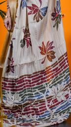 Cream Dola Silk Saree with Kalamkari Art Prints | Elegant Occasion Wear Saree | Vayyaarie Sarees