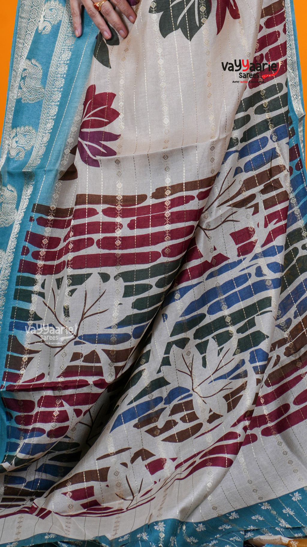 Cream Dola Silk Saree with Kalamkari Art Prints | Premium Occasion Wear Saree | Vayyaarie Sarees