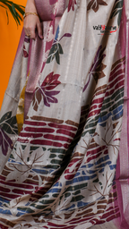 Cream Dola Silk Saree with Kalamkari Art Prints | Traditional Ethnic Saree | Vayyaarie Sarees