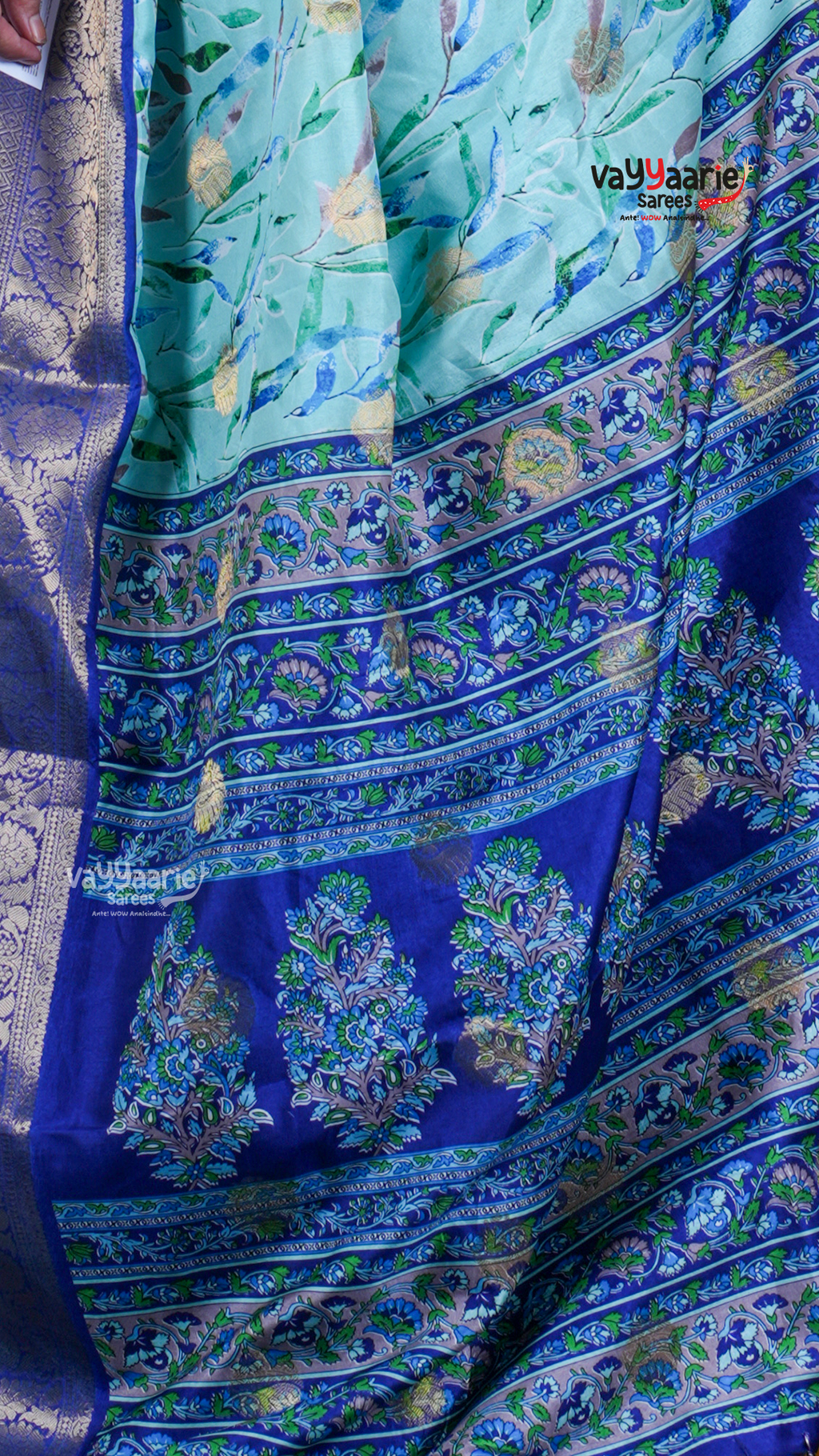 Sea Green Dola Silk Saree with Kalamkari Art Prints | Cultural Celebration Saree | Vayyaarie Sarees