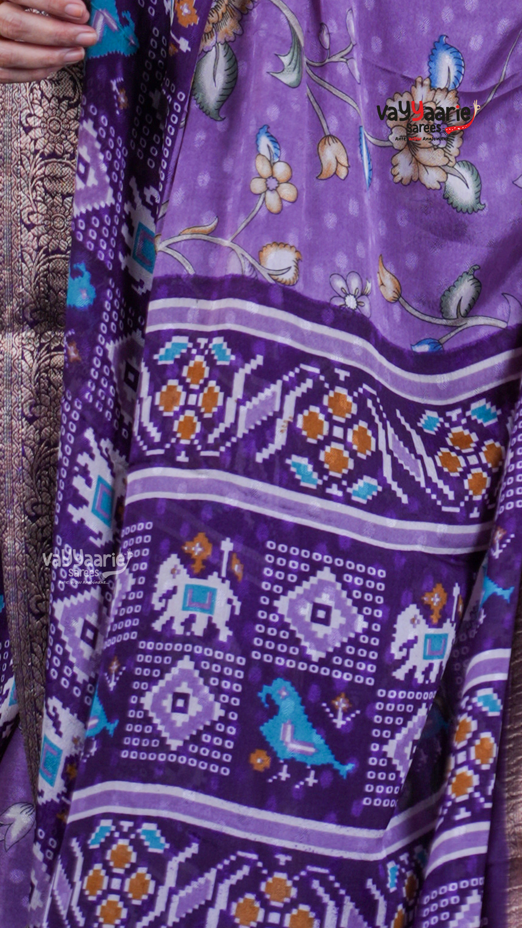 Lavender Dola Silk Saree with Kalamkari Art Prints | Special Occasion Saree | Vayyaarie Sarees