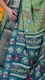 Green Dola Silk Saree with Kalamkari Art Prints | Premium Occasion Wear Saree | Vayyaarie Sarees