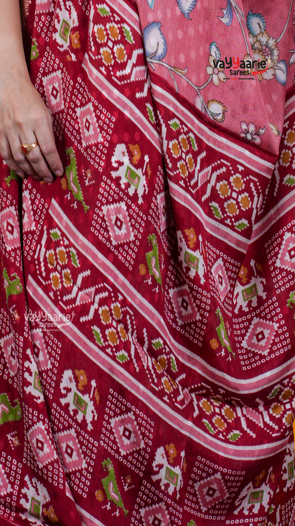 Peach Dola Silk Saree with Kalamkari Art Prints | Classic Ethnic Wear Saree | Vayyaarie Sarees