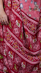 Peach Dola Silk Saree with Kalamkari Art Prints | Classic Ethnic Wear Saree | Vayyaarie Sarees