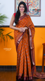 Gold Chanderi Silk Saree with Kalamkari Art Prints | Traditional Wear Saree | Vayyaarie Sarees