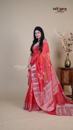 Red Raw Mango Fancy Saree for Festive Wear