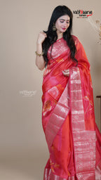 Red Raw Mango Fancy Saree for Festive Wear