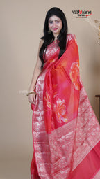Red Raw Mango Fancy Saree for Festive Wear