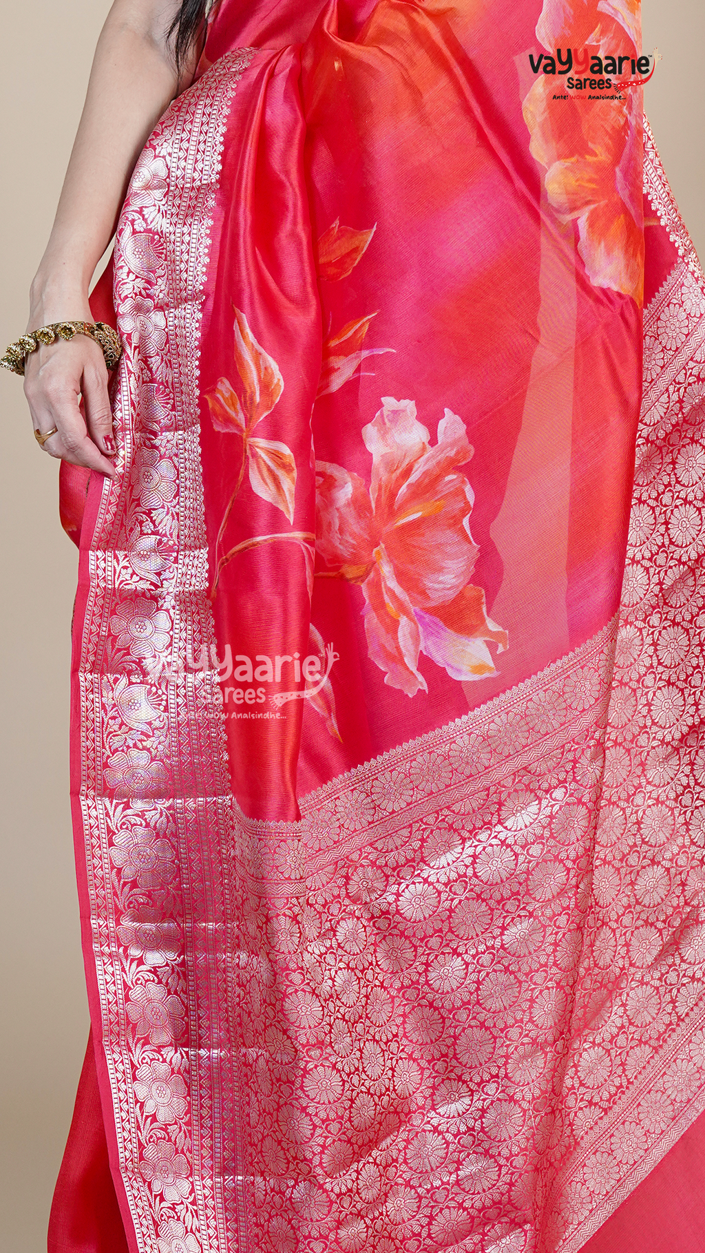 Red Banaras Mango Fancy Saree for Festive Wear