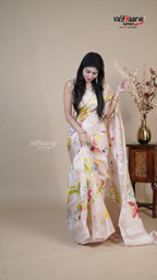 Cream Raw Mango Fancy Saree for Party Wear