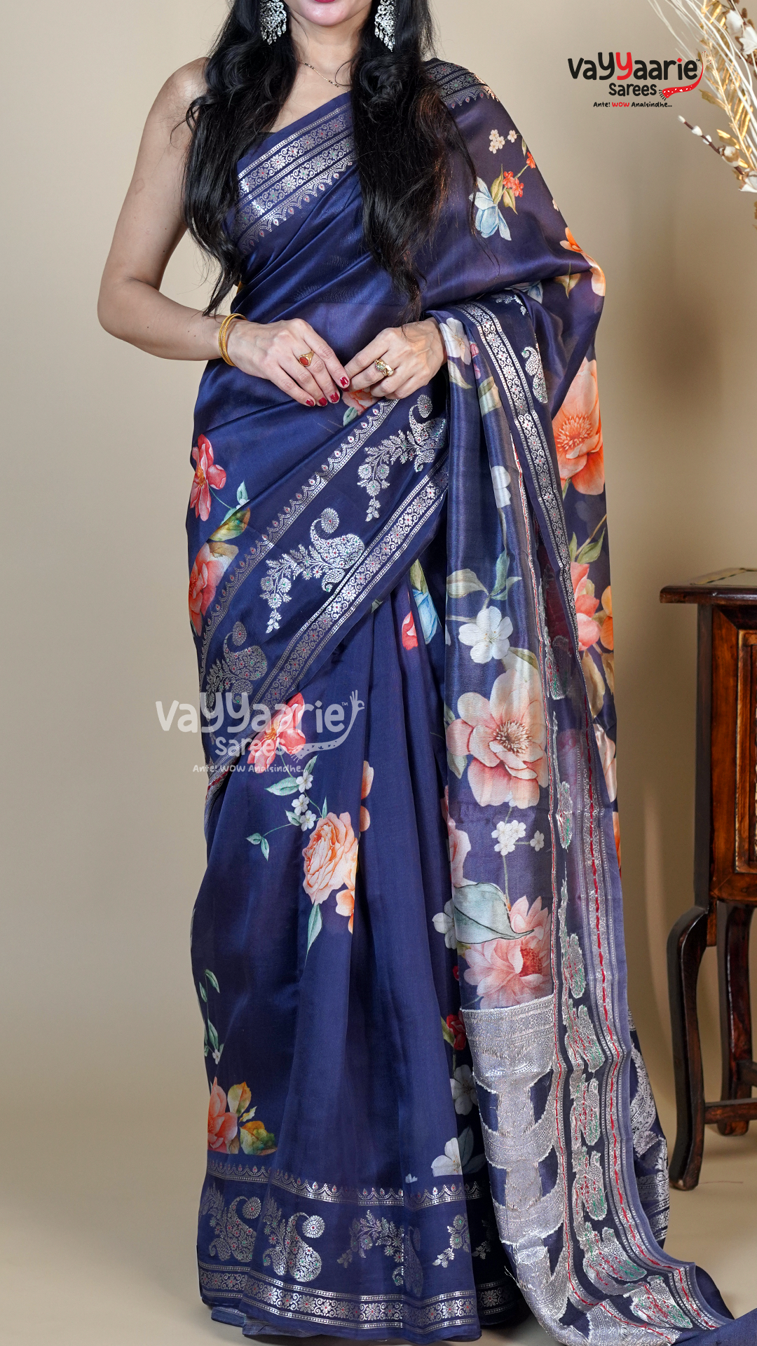 Blue Banaras Mango Fancy Saree for Wedding Wear