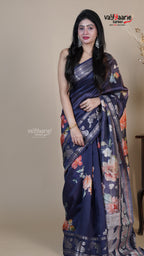 Blue Raw Mango Fancy Saree for Wedding Wear