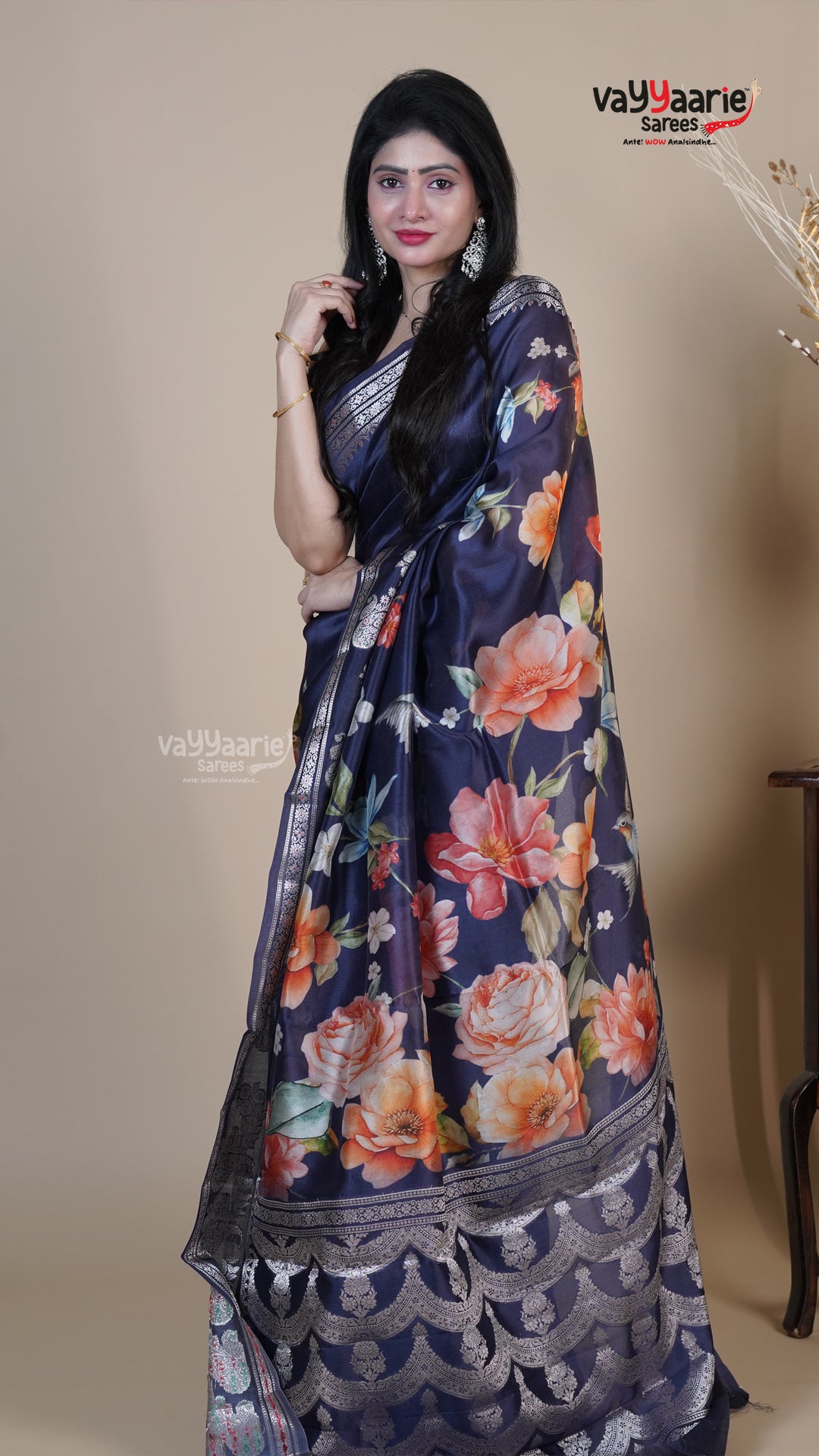 Blue Raw Mango Fancy Saree for Wedding Wear