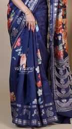 Blue Banaras Mango Fancy Saree for Wedding Wear