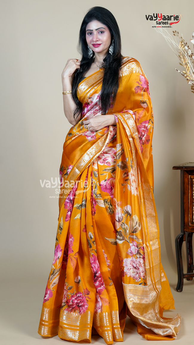 Gold Banaras Mango Fancy Saree for Occasion Wear Hover Image