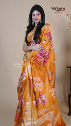 Gold Raw Mango Fancy Saree for Occasion Wear