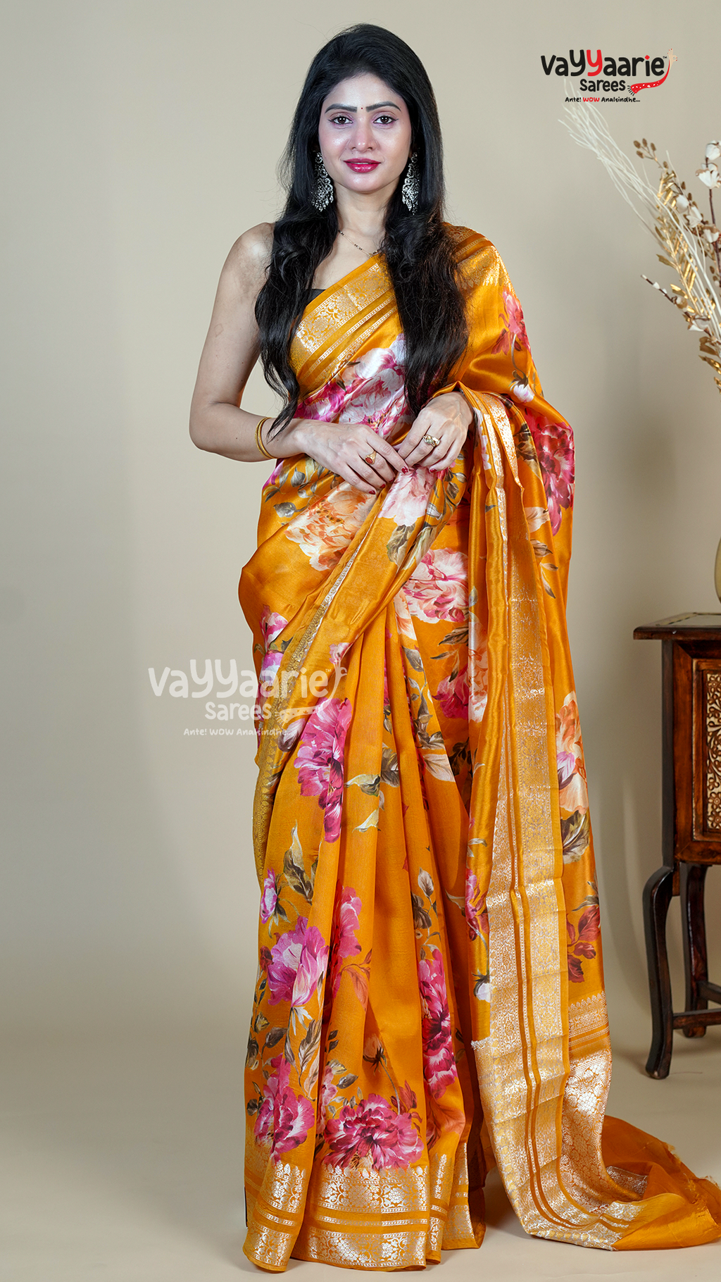 Gold Banaras Mango Fancy Saree for Occasion Wear