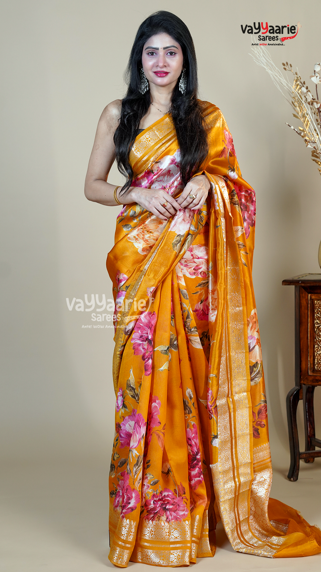 Gold Banaras Mango Fancy Saree for Occasion Wear