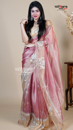 Pink Organza Fancy Saree for Social Gatherings