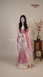Pink Organza Fancy Saree for Social Gatherings