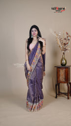 Violet Organza Fancy Saree for Festive Gifting