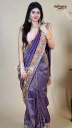 Violet Organza Fancy Saree for Festive Gifting