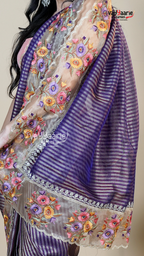 Violet Organza Fancy Saree for Festive Gifting