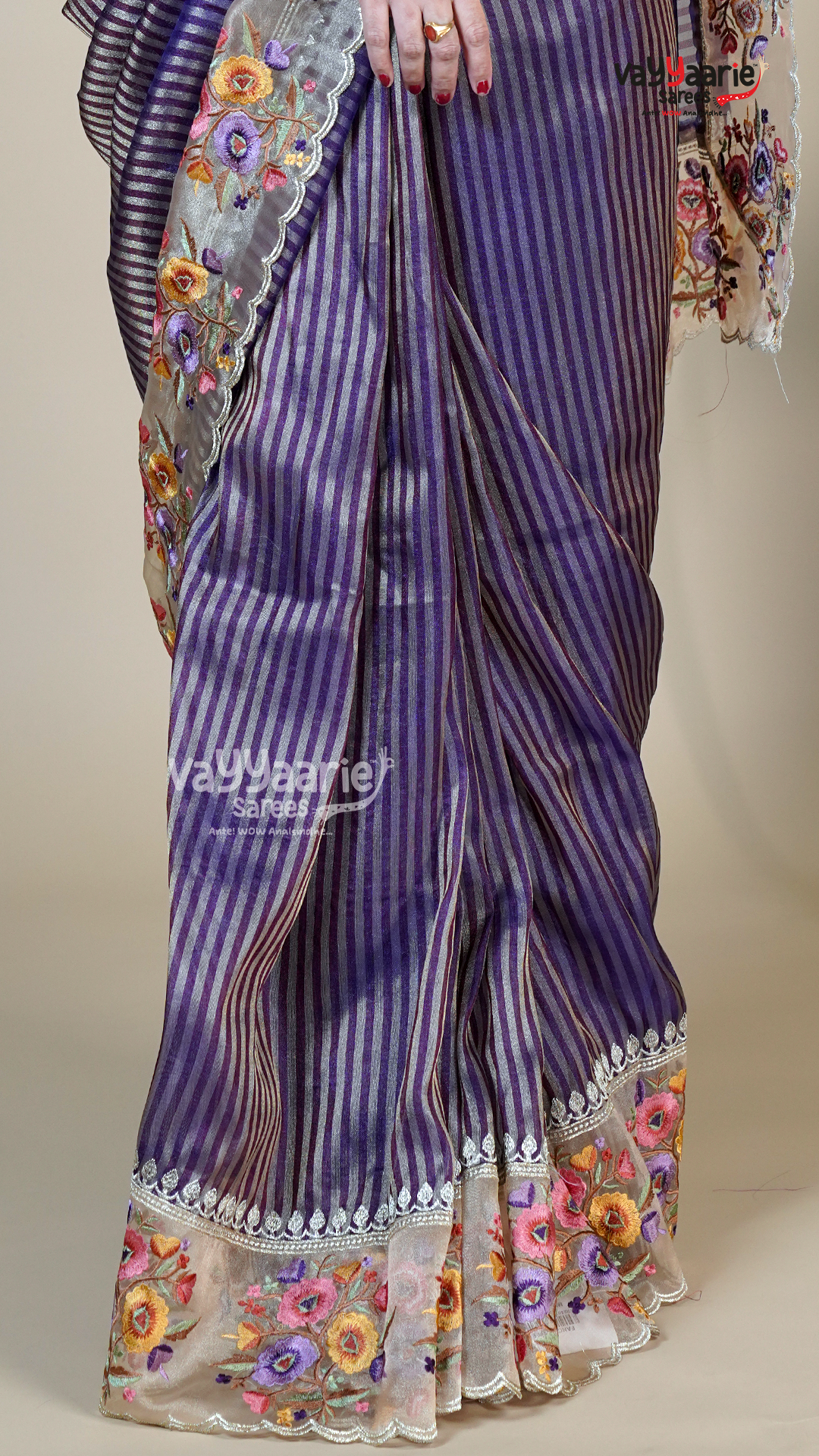 Violet Organza Fancy Saree for Festive Gifting