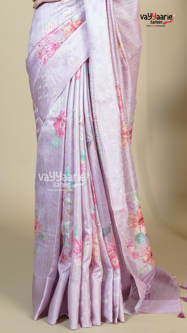 Multi Colour Tusser Fancy Saree for Sangeet Nights Main Image