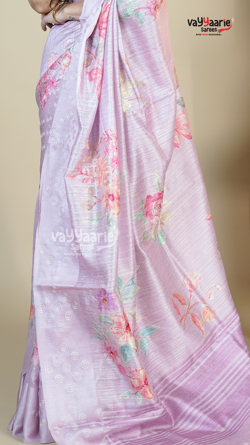 Multi Colour Tusser Fancy Saree for Sangeet Nights