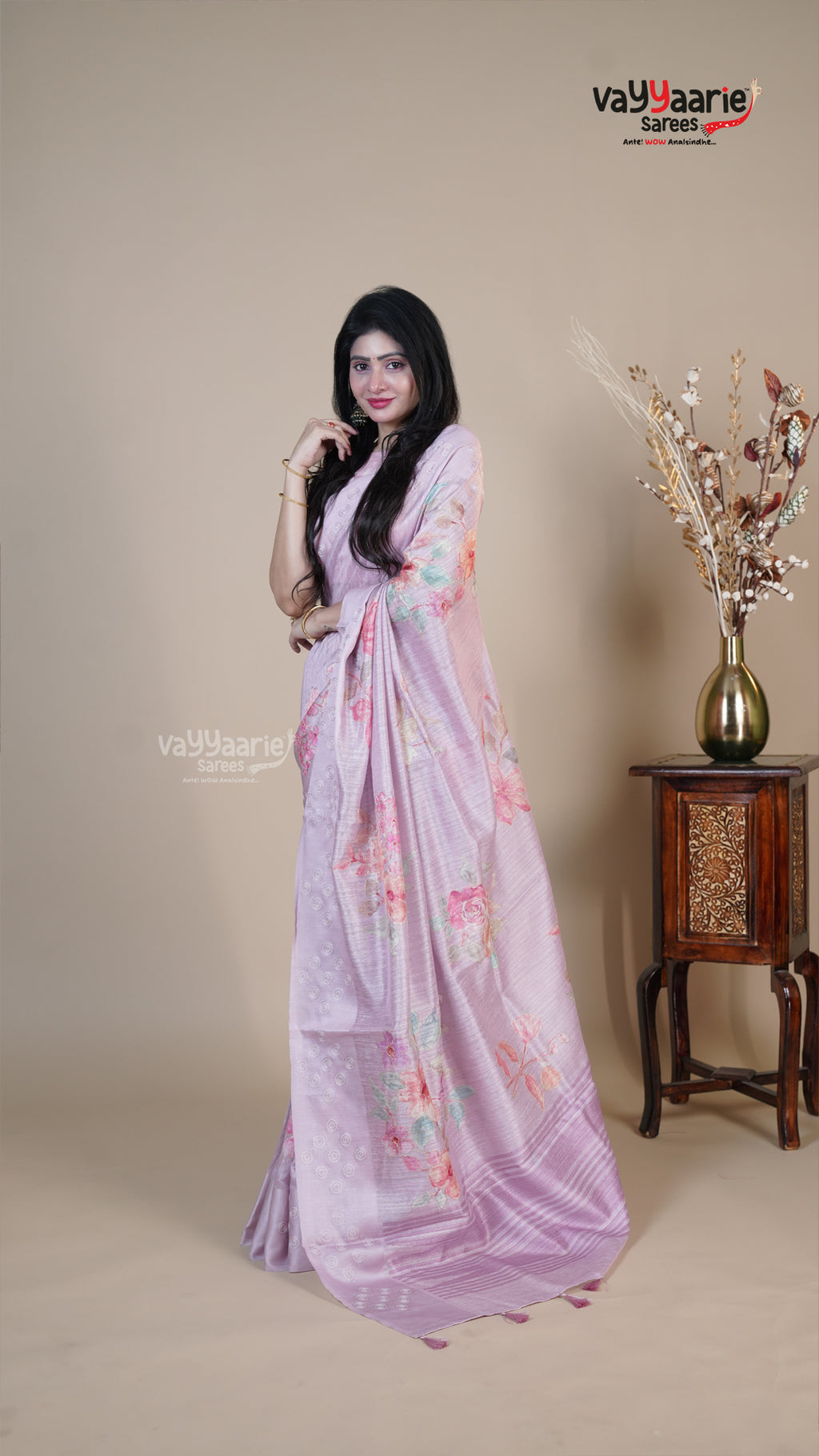 Multi Colour Tusser Fancy Saree for Sangeet Nights