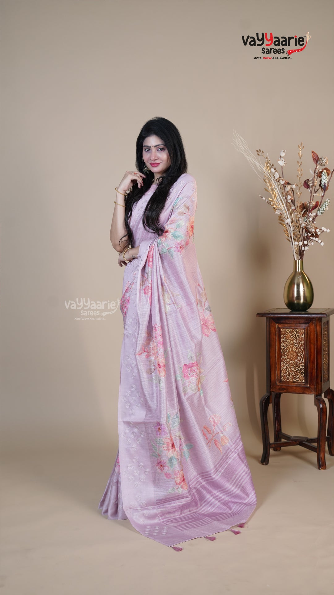 Multi Colour Tusser Fancy Saree for Sangeet Nights