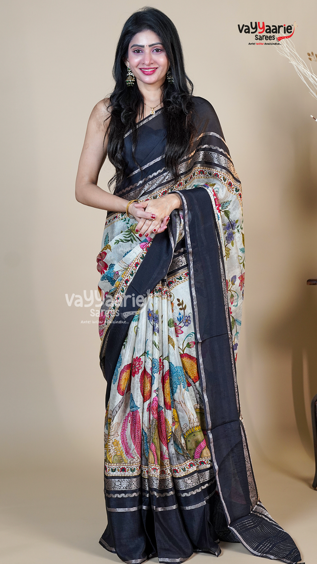 Multi Colour Georgette Fancy Saree for Casual Occasions Hover Image