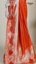 Orange Dola Silk Fancy Saree for Ceremonial Wear