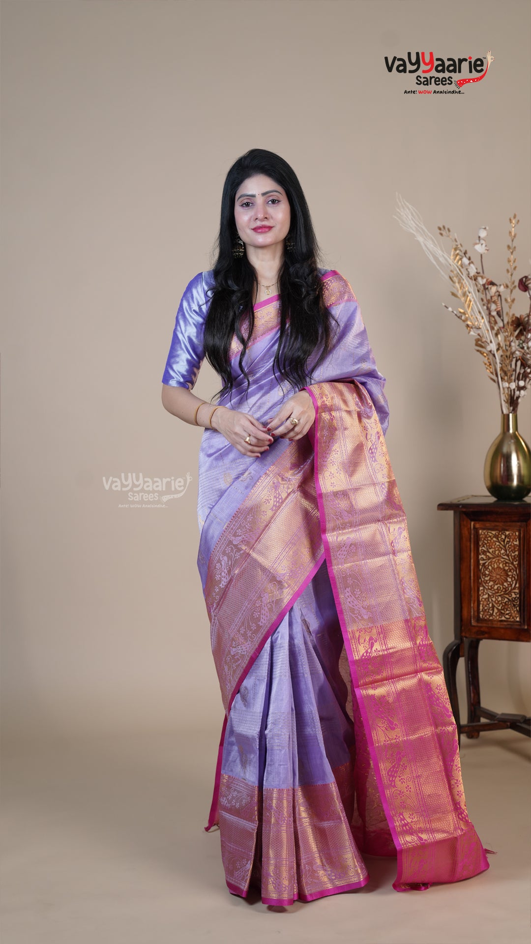 Lavender Kuppadam Handloom Saree for Ethnic Wear