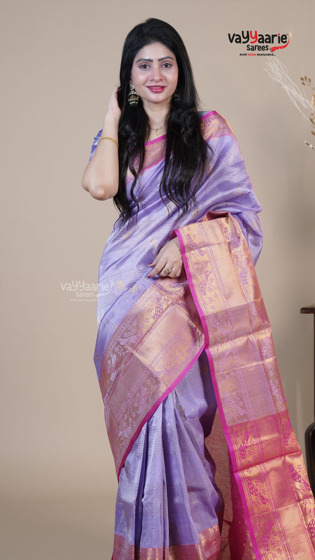 Lavender Kuppadam Handloom Saree for Ethnic Wear