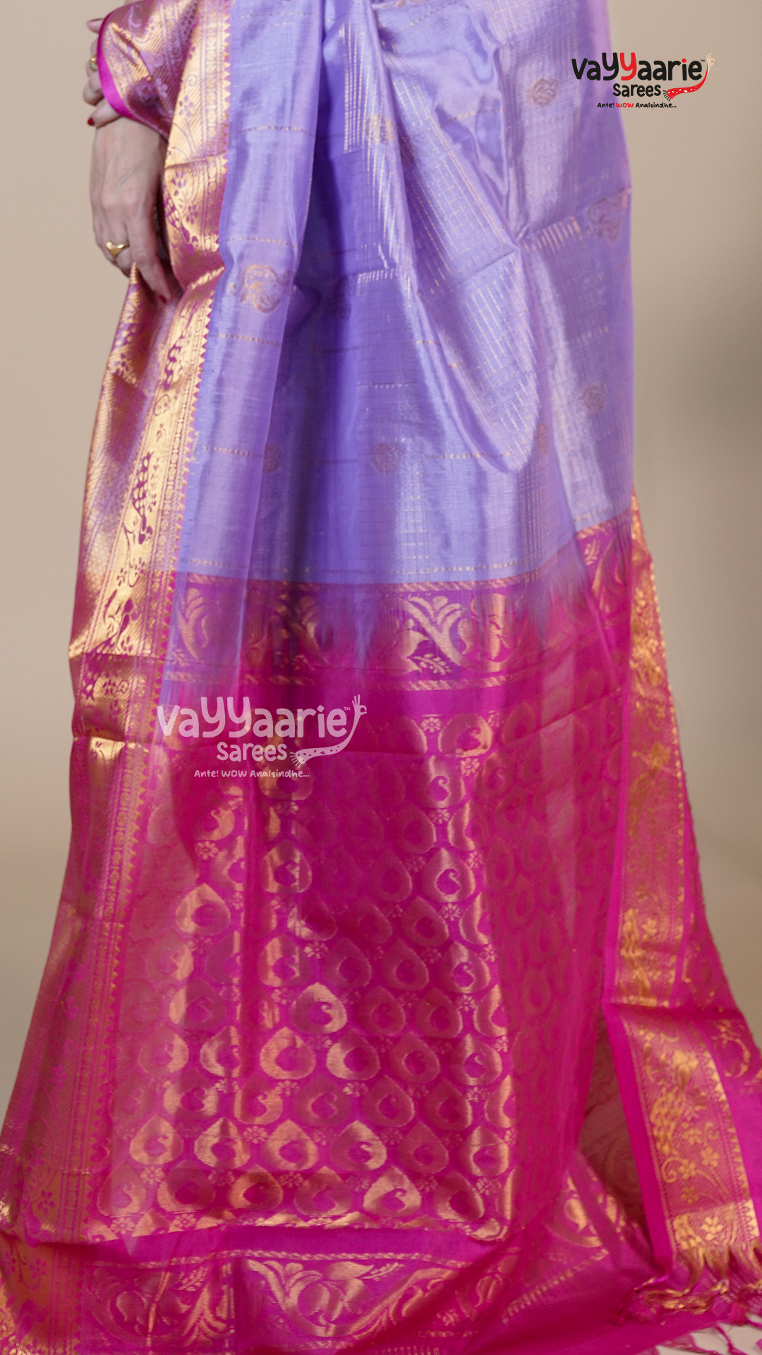 Lavender Kuppadam Handloom Saree for Ethnic Wear
