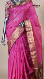 Rani Pink Kuppadam Handloom Saree for Evening Wear