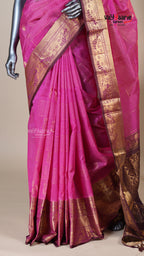 Rani Pink Kuppadam Handloom Saree for Evening Wear