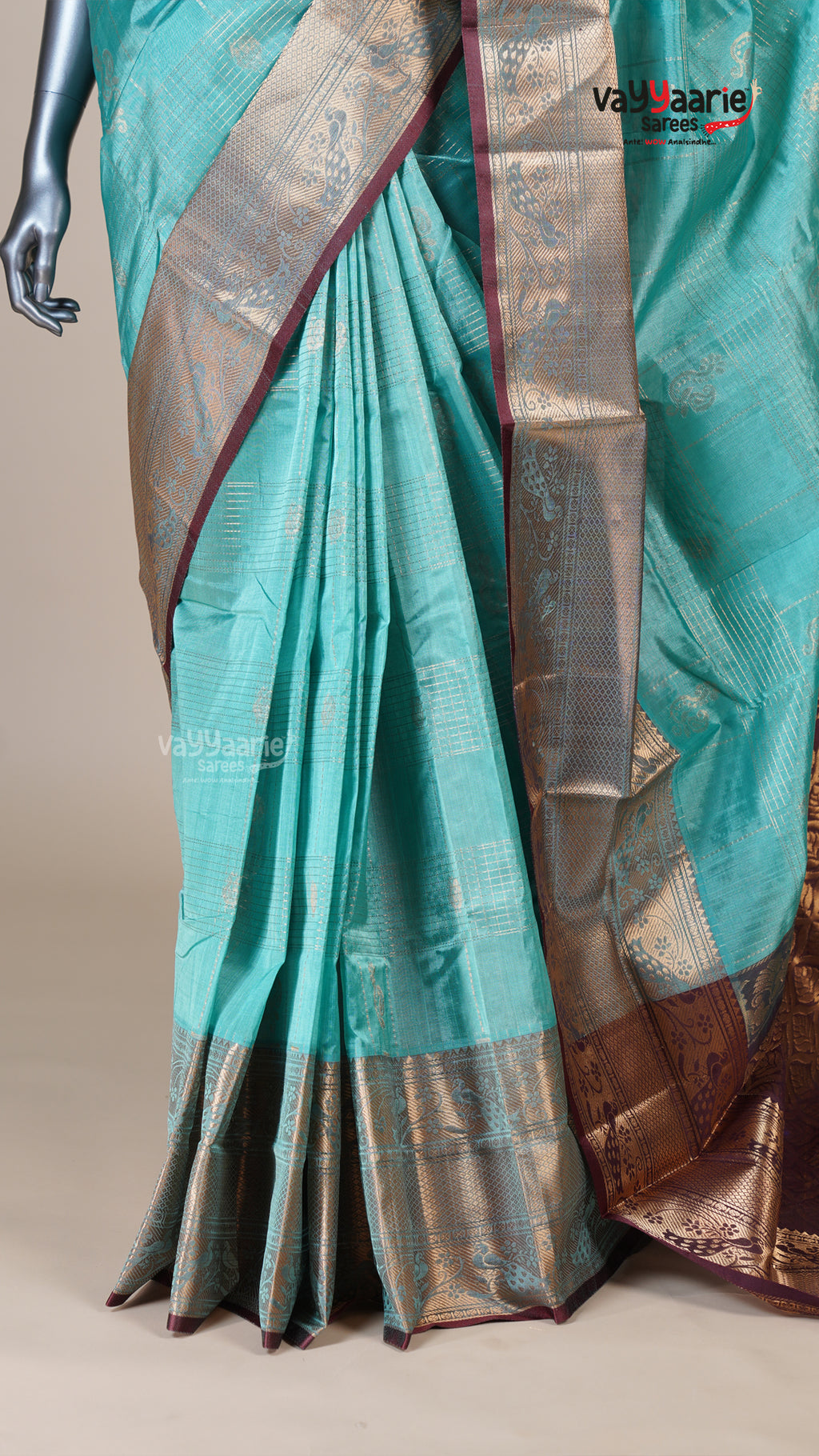 Sea Green Kuppadam Handloom Saree for Day Events